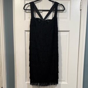 Mystery House Black Fringe  Flapper Mini Dress